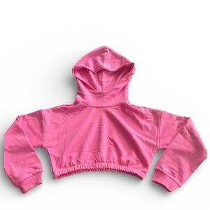 Naked Wardrobe Pink Cropped Hoodie Sweatshirt Size M Elastic Hem